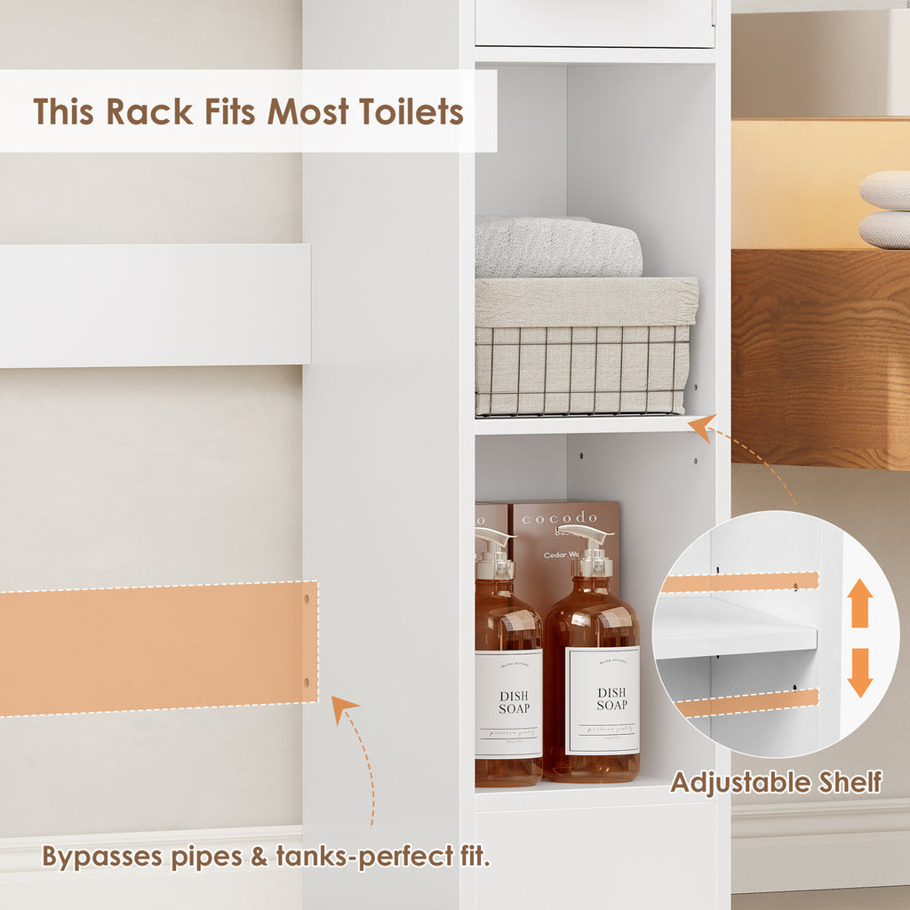 Solid and Manufactured Wood Over the Toilet Storage