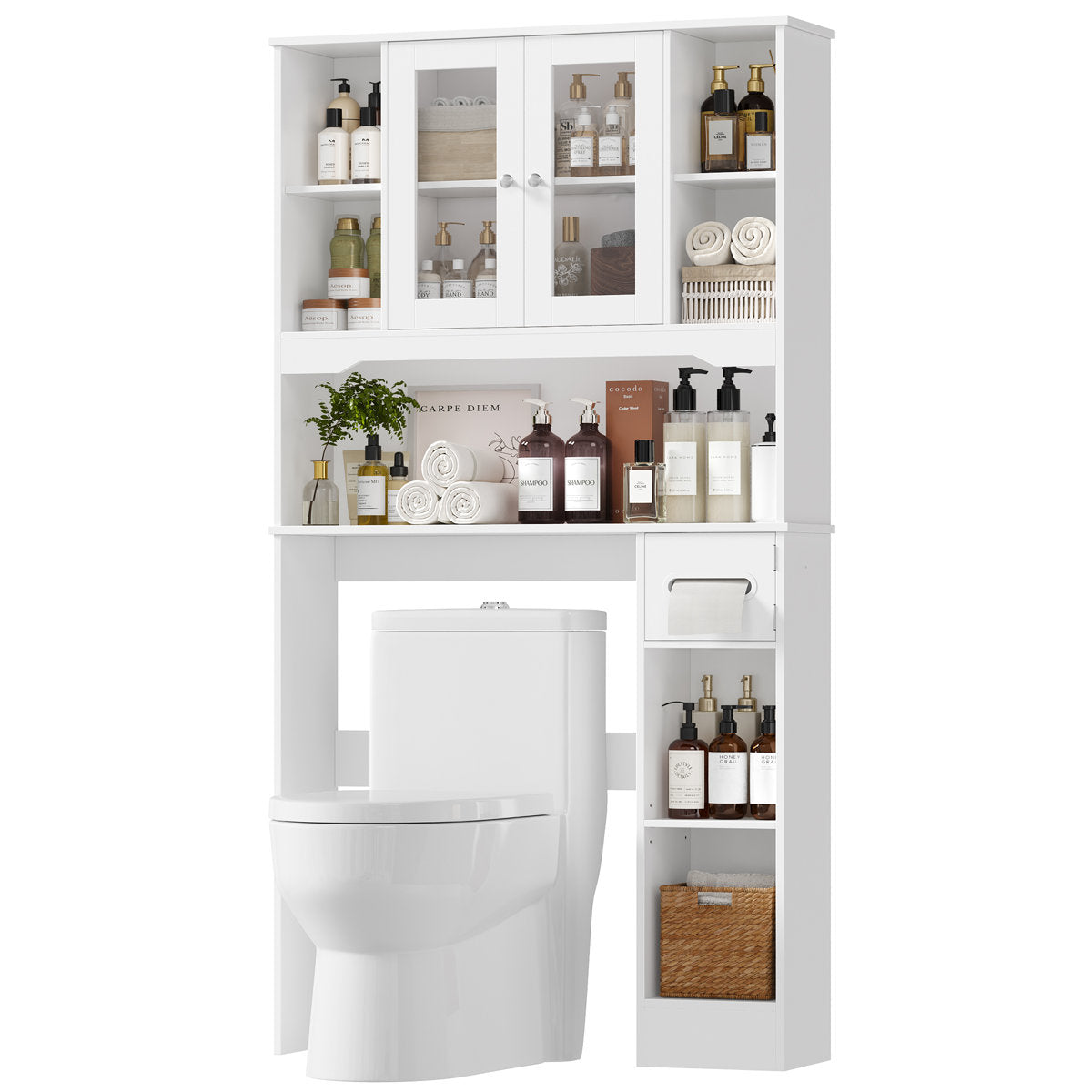 Solid and Manufactured Wood Over the Toilet Storage