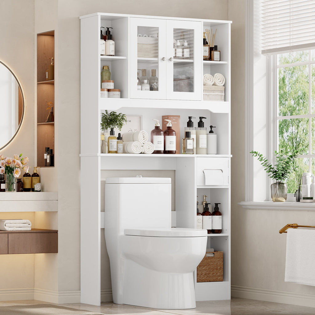 Solid and Manufactured Wood Over the Toilet Storage