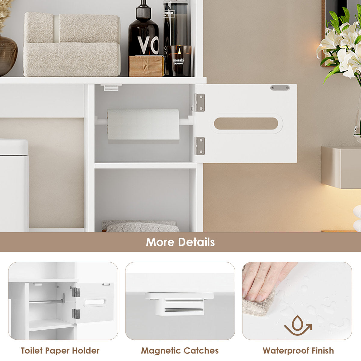 Solid and Manufactured Wood Over the Toilet Storage