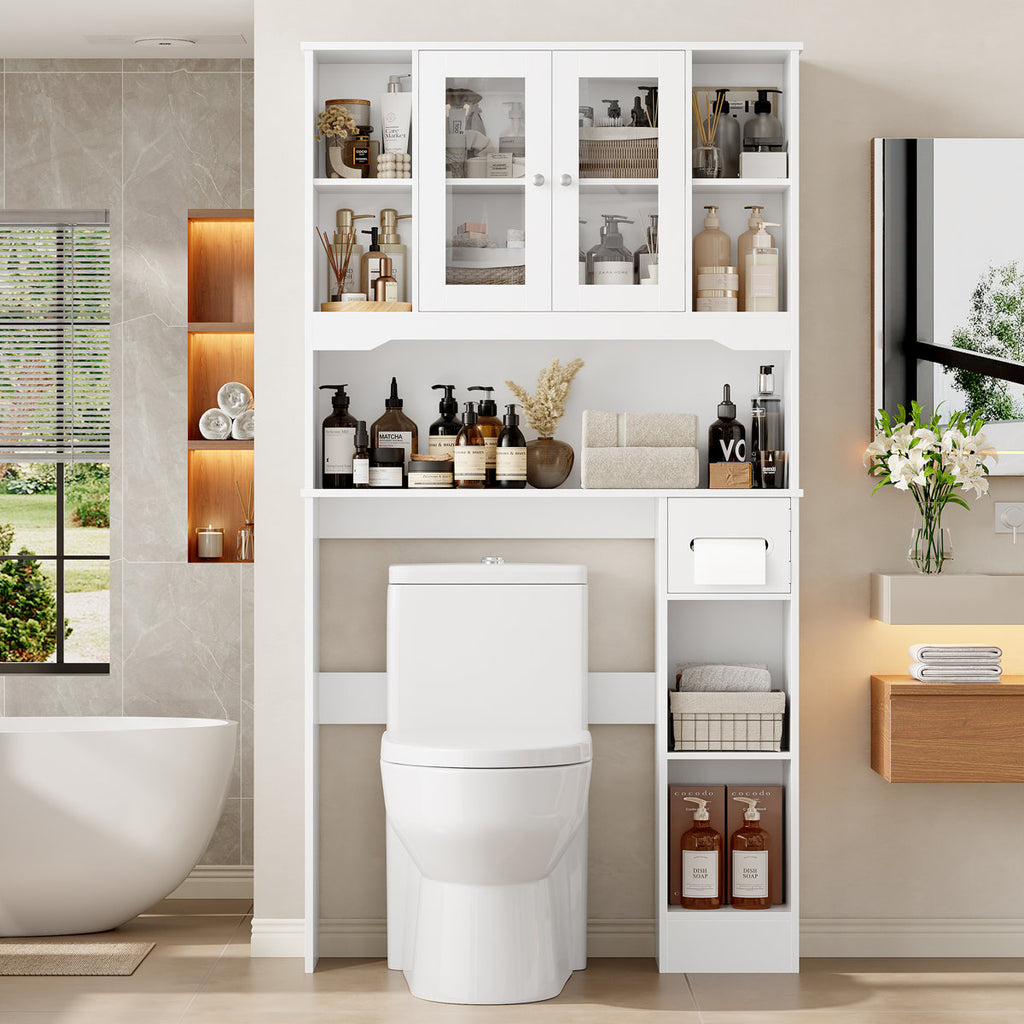 Solid and Manufactured Wood Over the Toilet Storage