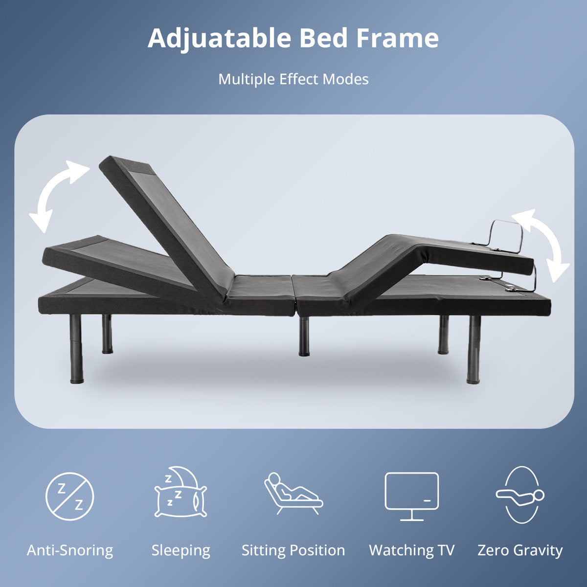 Split King Adjustable Bed with 14” Dual Foam Hybrid Mattress, Zero Gravity, Massage, Wireless Remote, and Underbed Light