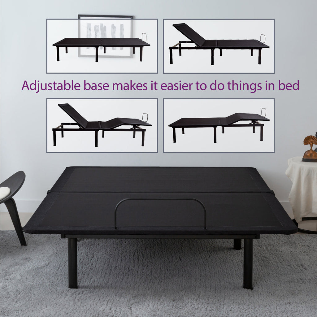 Split King Zero Gravity Adjustable Bed With 12" Medium Copper Infused Memory Foam Mattress, Wireless Remote