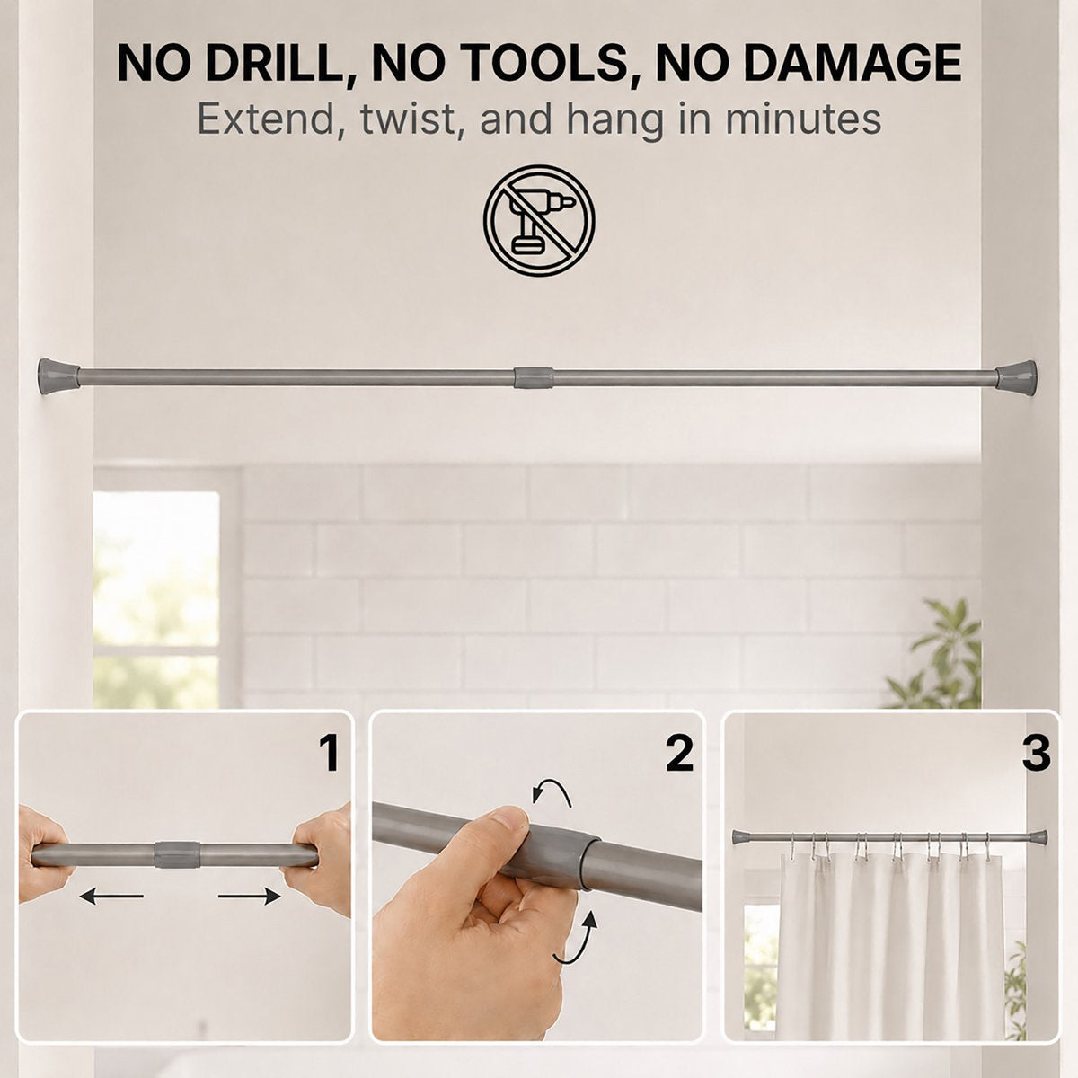 Straight Shower Curtain Rod