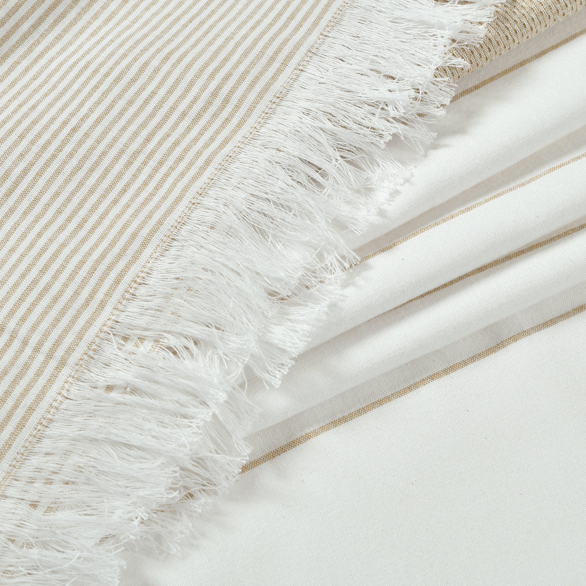 Stripe Yarn Dyed Tassel Fringe Woven Cotton Cotton Striped Shower Curtain