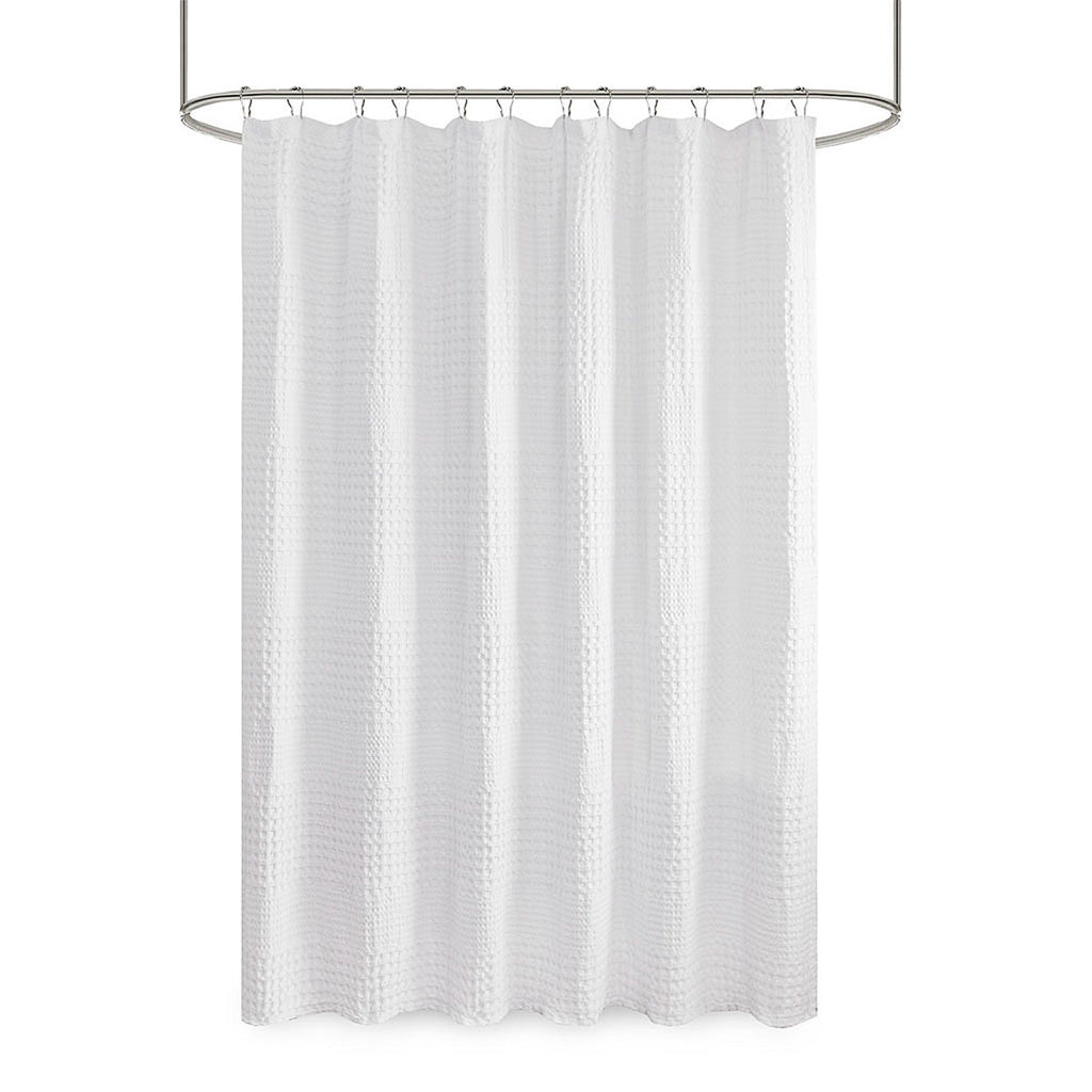 Super Waffle Textured Solid Shower Curtain