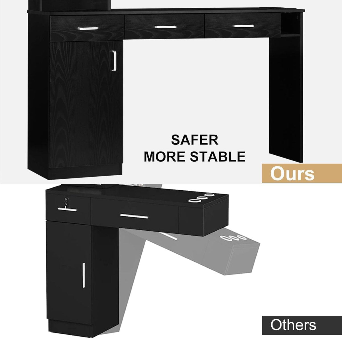 Thame Barber Station for Hair Stylist, Salon Wall Station with Barber Cabinet, Hair Stations Equipment Hair Dryer Holder, Drawers, Wall Mount Barber Beauty Station, Mirror not Included