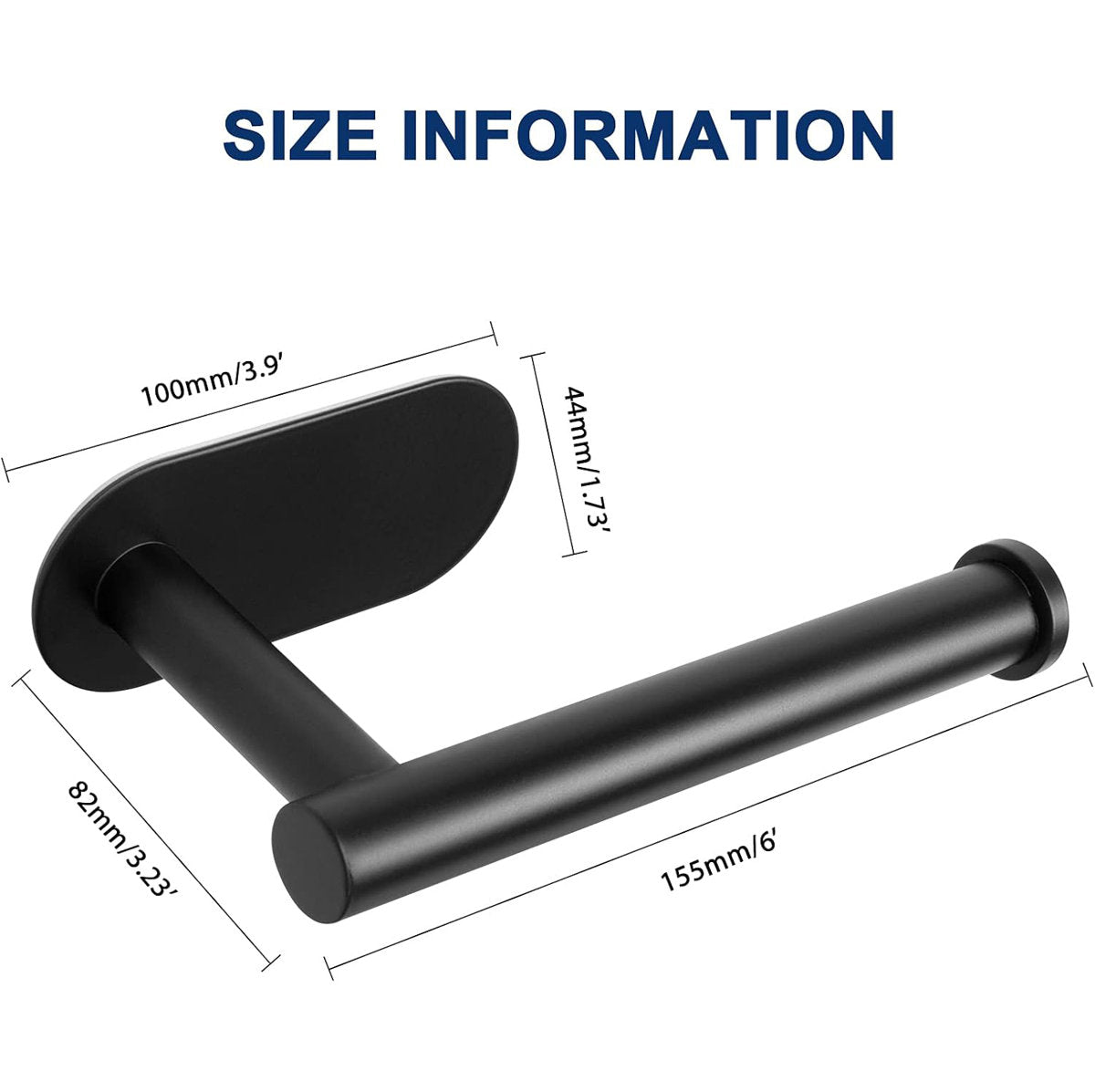 Toilet Paper Holder Self Adhesive, Premium Thicken SUS304 Stainless Steel Rustproof Adhesive Toilet Roll Holder No Drilling For Bathroom, Kitchen, Washroom ZJJ-001-Black