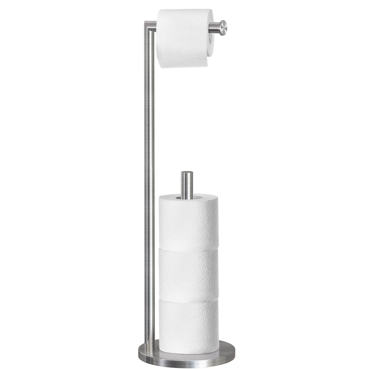 Toilet Paper Holder Stand, Toilet Paper Stand Brushed Nickel, Free Standing Toilet Paper Holder, Toilet Paper Storage LD-1015-Nickel