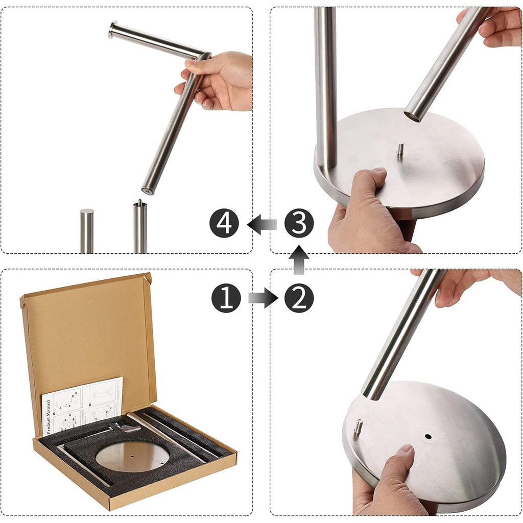 Toilet Paper Holder Stand, Toilet Paper Stand Brushed Nickel, Free Standing Toilet Paper Holder, Toilet Paper Storage LD-1015-Nickel