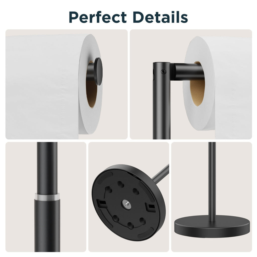 Toilet Paper Holder Stand Adjustable, Stainless Steel Freestanding Toilet Paper Holder With Storage, Bathroom Tissue Roll Stand Storage For 4 Rolls WW126A4B