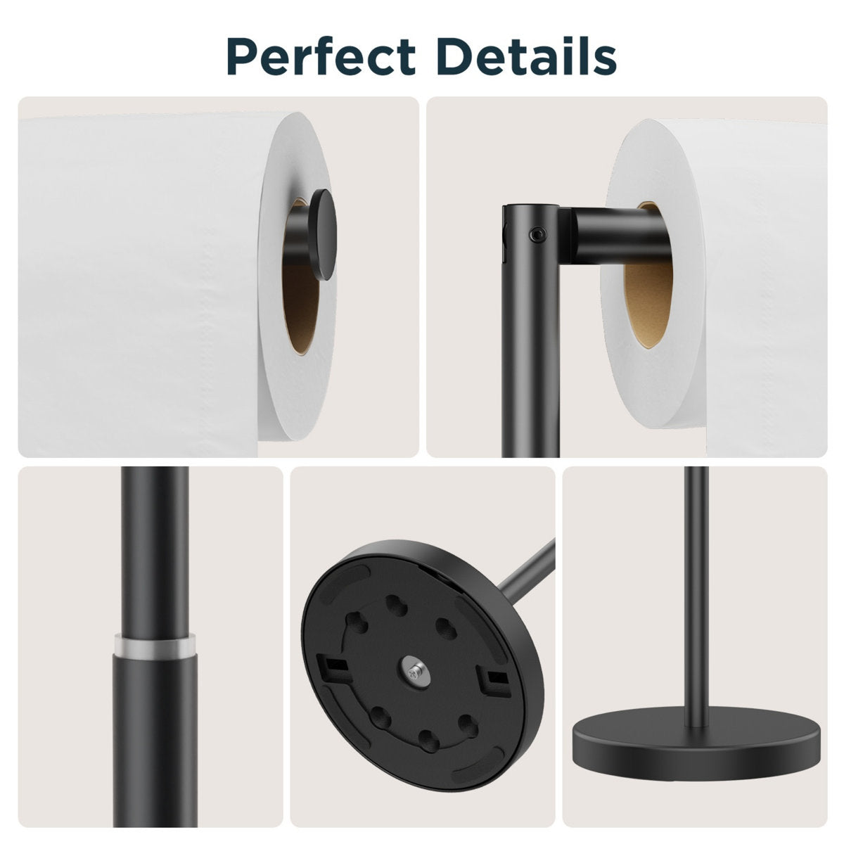 Toilet Paper Holder Stand Adjustable, Stainless Steel Freestanding Toilet Paper Holder With Storage, Bathroom Tissue Roll Stand Storage For 4 Rolls WW126A4B