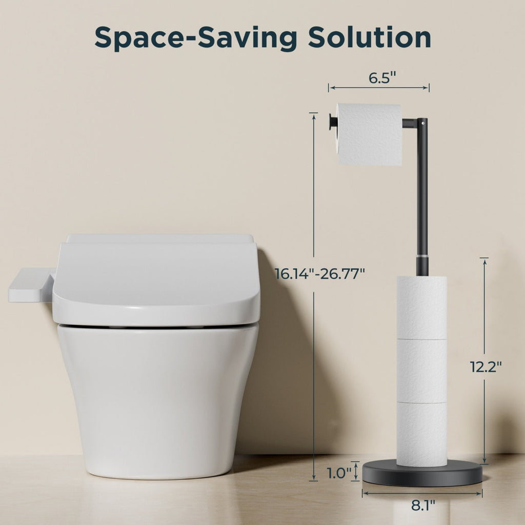 Toilet Paper Holder Stand Adjustable, Stainless Steel Freestanding Toilet Paper Holder With Storage, Bathroom Tissue Roll Stand Storage For 4 Rolls WW126A4B