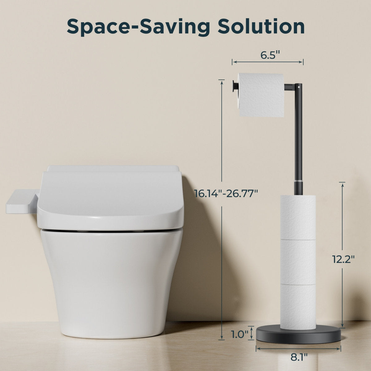 Toilet Paper Holder Stand Adjustable, Stainless Steel Freestanding Toilet Paper Holder With Storage, Bathroom Tissue Roll Stand Storage For 4 Rolls WW126A4B