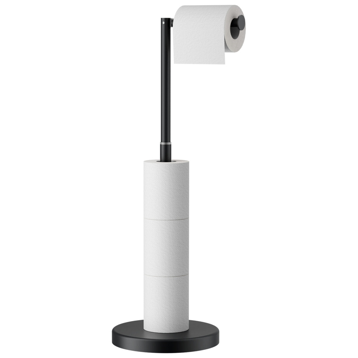 Toilet Paper Holder Stand Adjustable, Stainless Steel Freestanding Toilet Paper Holder With Storage, Bathroom Tissue Roll Stand Storage For 4 Rolls WW126A4B