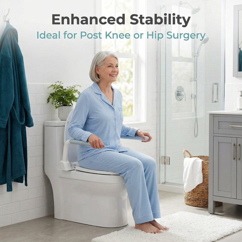 Toilet Safety Rail with Flip-Up Handles - 450 lb Capacity Senior Safety Frame for Elderly & Disabled KF001-01
