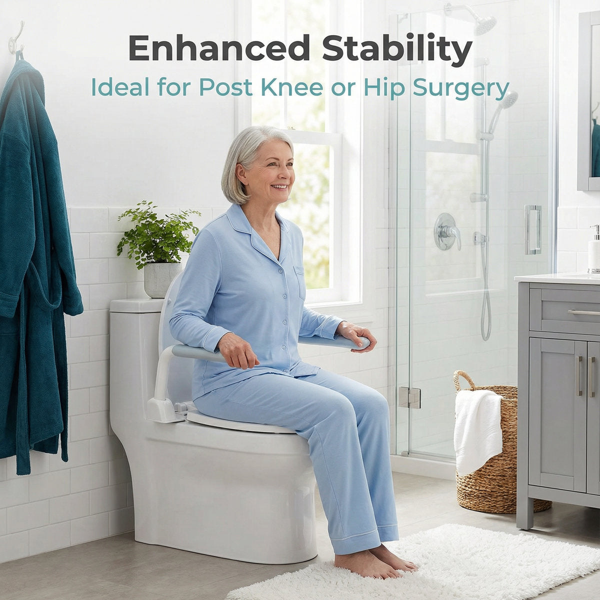 Toilet Safety Rail with Flip-Up Handles - 450 lb Capacity Senior Safety Frame for Elderly & Disabled KF001-01