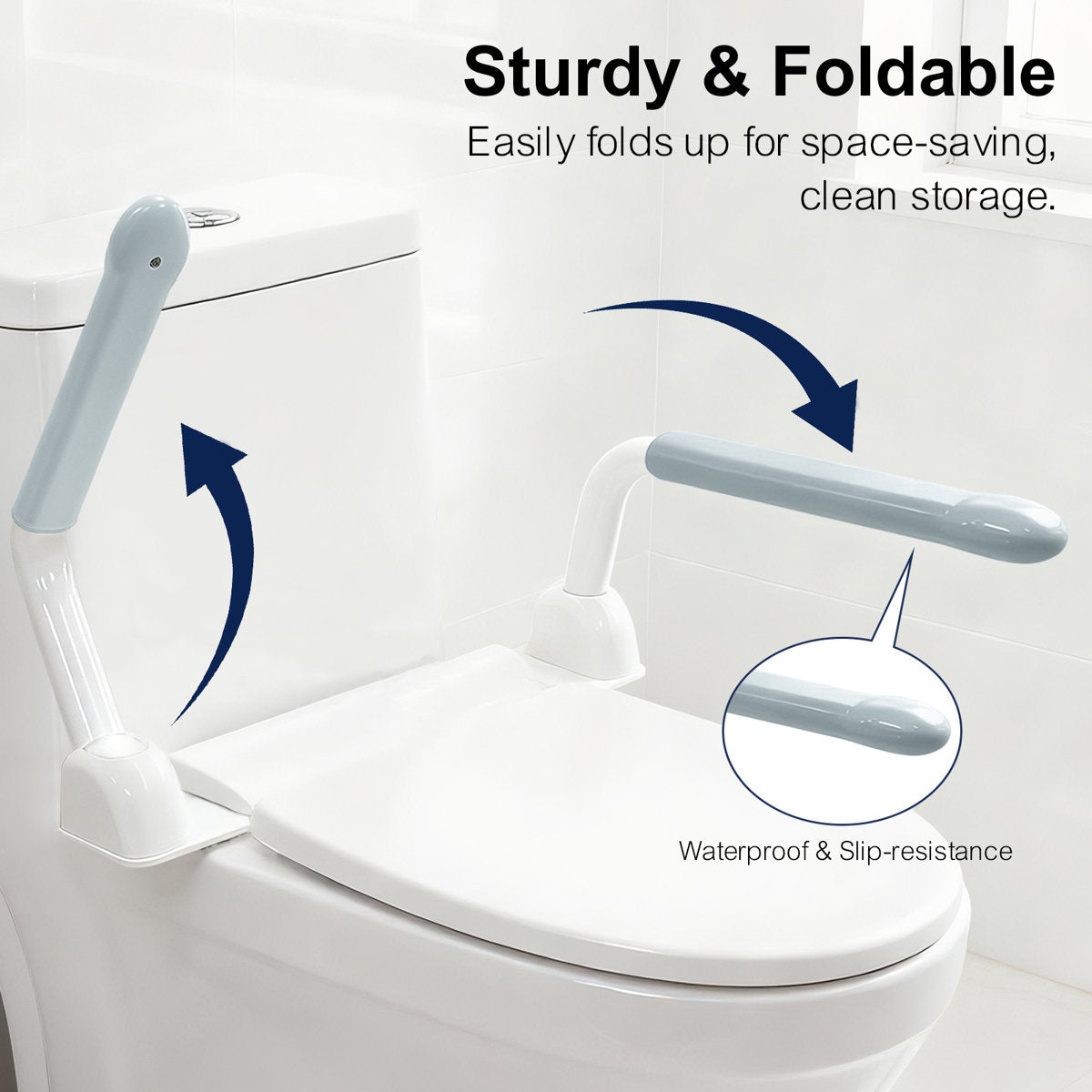 Toilet Safety Rail with Flip-Up Handles - 450 lb Capacity Senior Safety Frame for Elderly & Disabled KF001-01