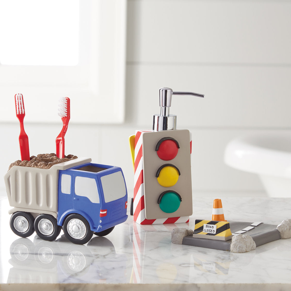 Trains And Trucks Bathroom Accessory Set