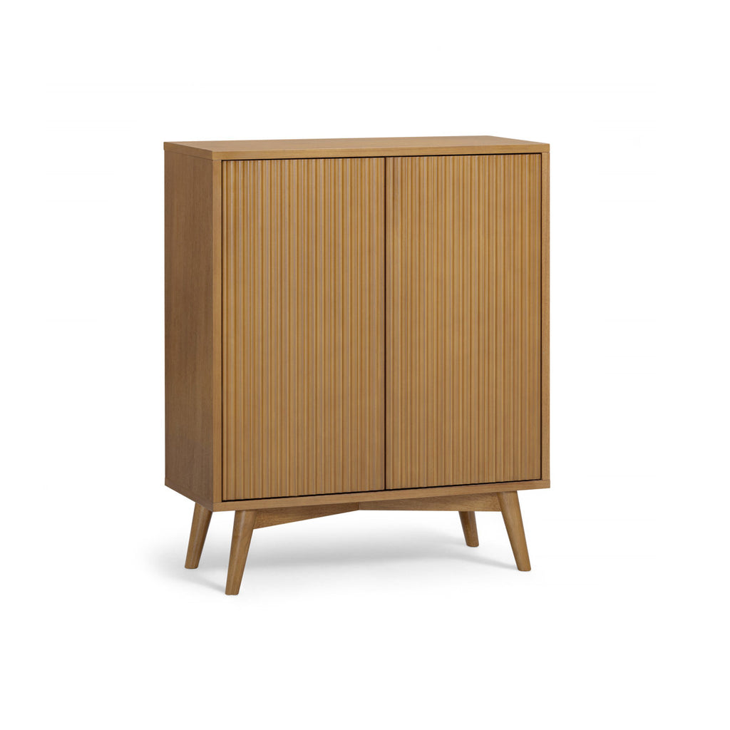 Tremolo Modern 2-Door Accent Cabinet with Adjustable Shelves & Fluted Push-Open Fronts for Living Room or Entryway