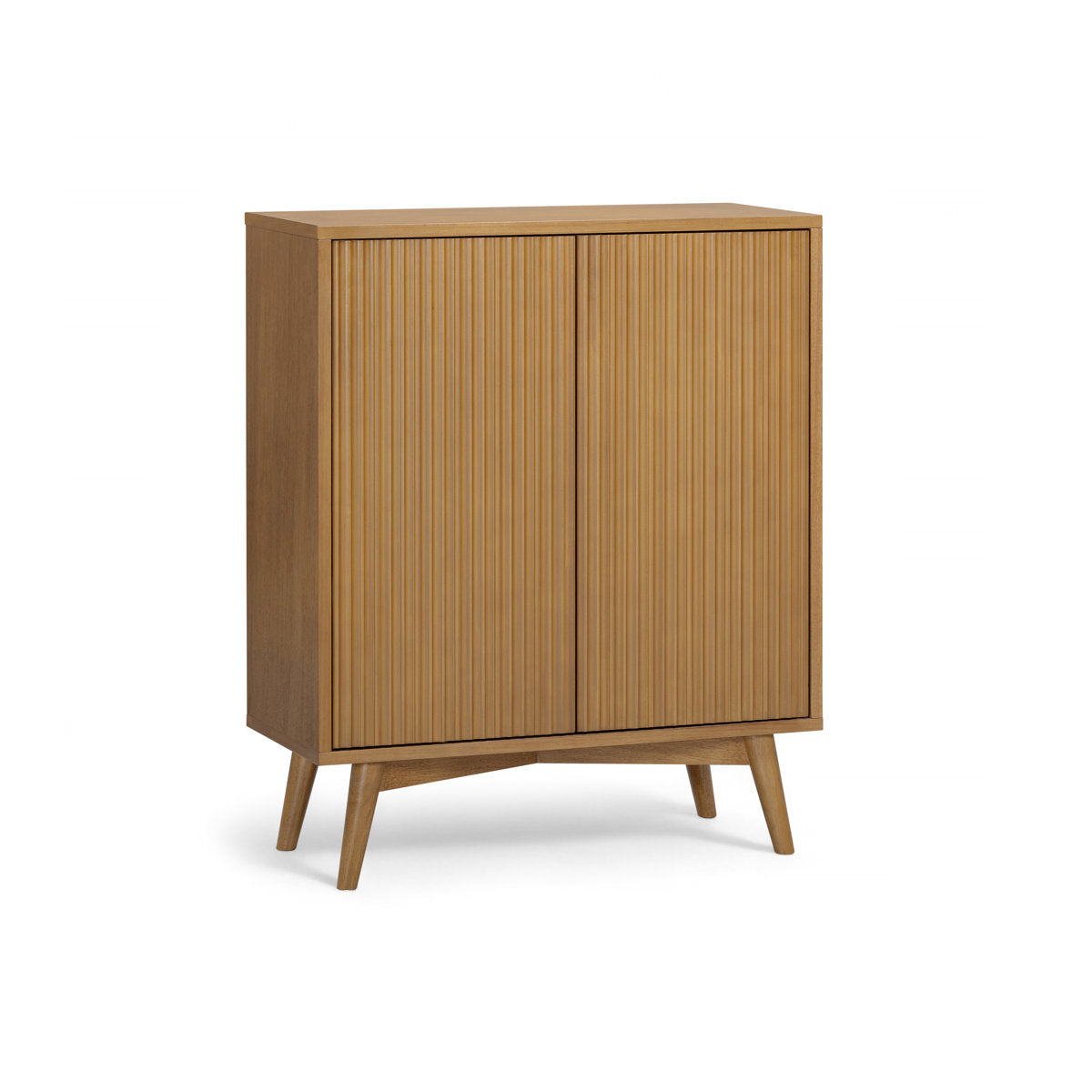 Tremolo Modern 2-Door Accent Cabinet with Adjustable Shelves & Fluted Push-Open Fronts for Living Room or Entryway