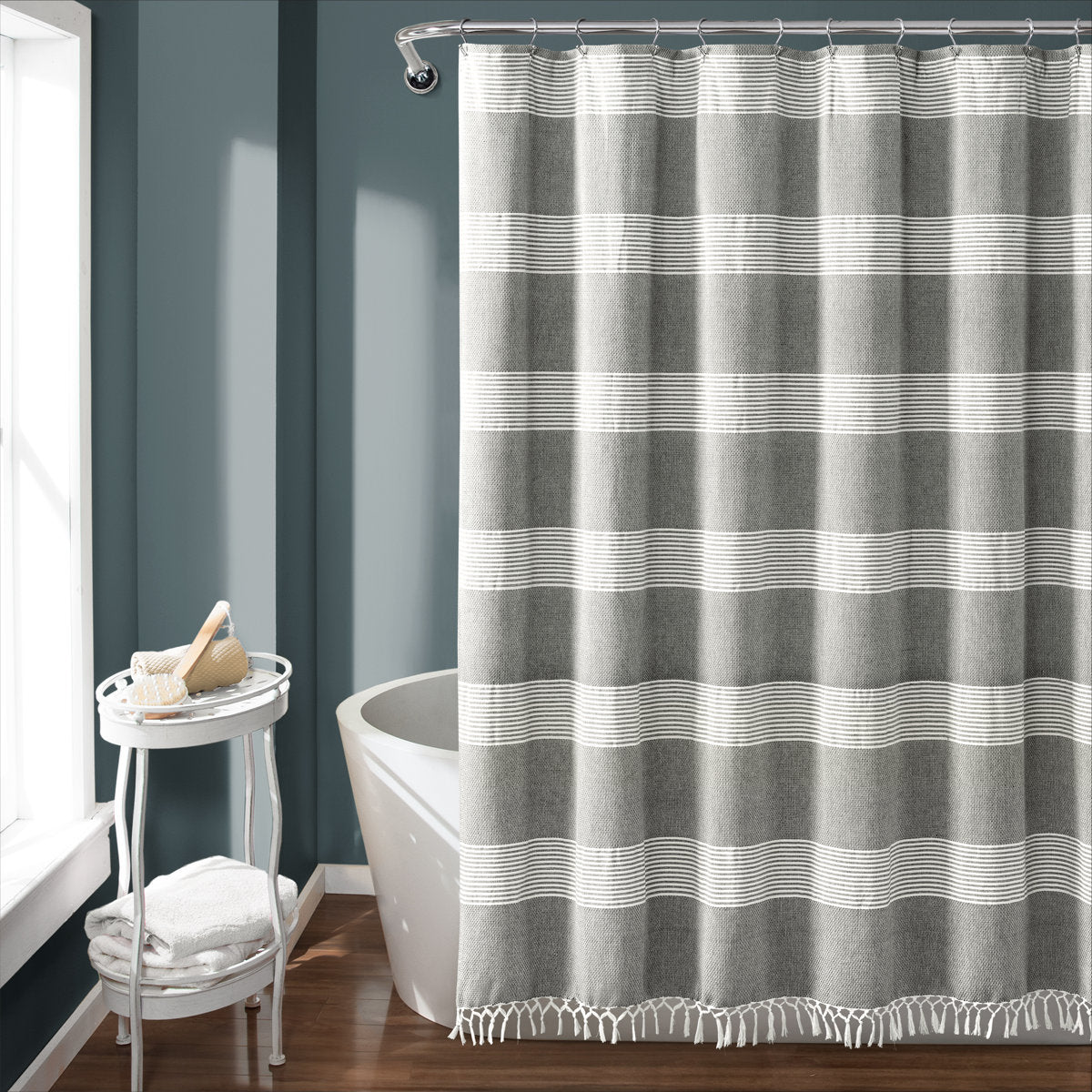 Tucker Stripe Cotton Striped Shower Curtain