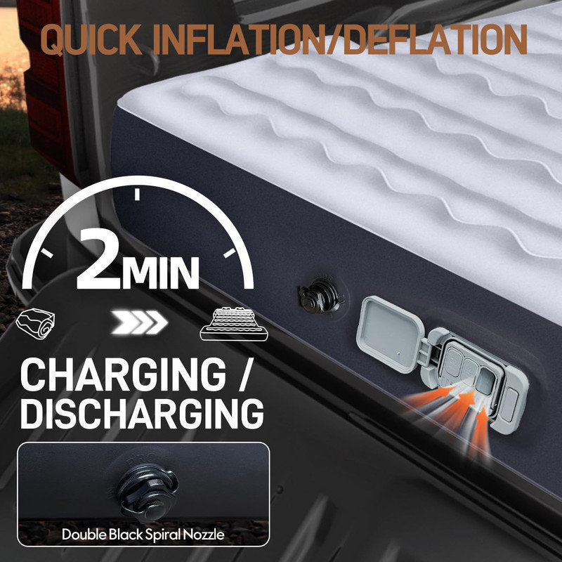 Umbrauto Air Mattress for Full Size Short Truck Beds, Inflatable Airbed with Rechargeable Wireless Air Pump