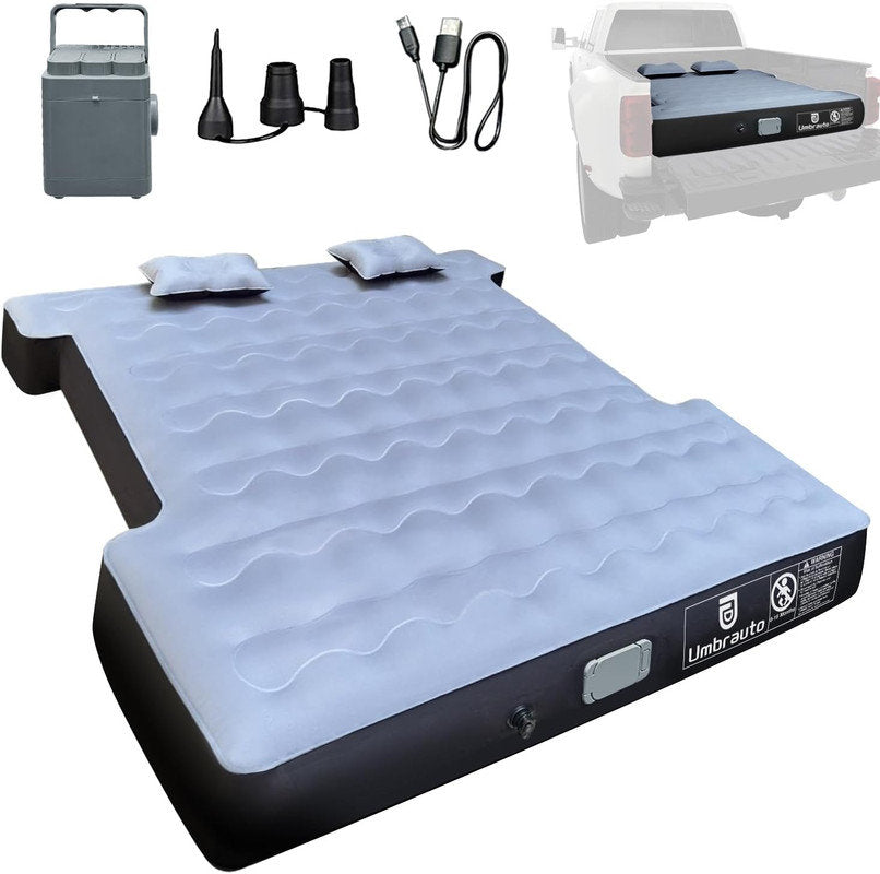 Umbrauto Air Mattress for Full Size Short Truck Beds, Inflatable Airbed with Rechargeable Wireless Air Pump