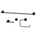 VIGO Cass 4-Piece Matte Black Bathroom Hardware Set with 24-in Towel Bar, Toilet Paper Holder, Hand Towel Holder and Hook VGAC4005MB