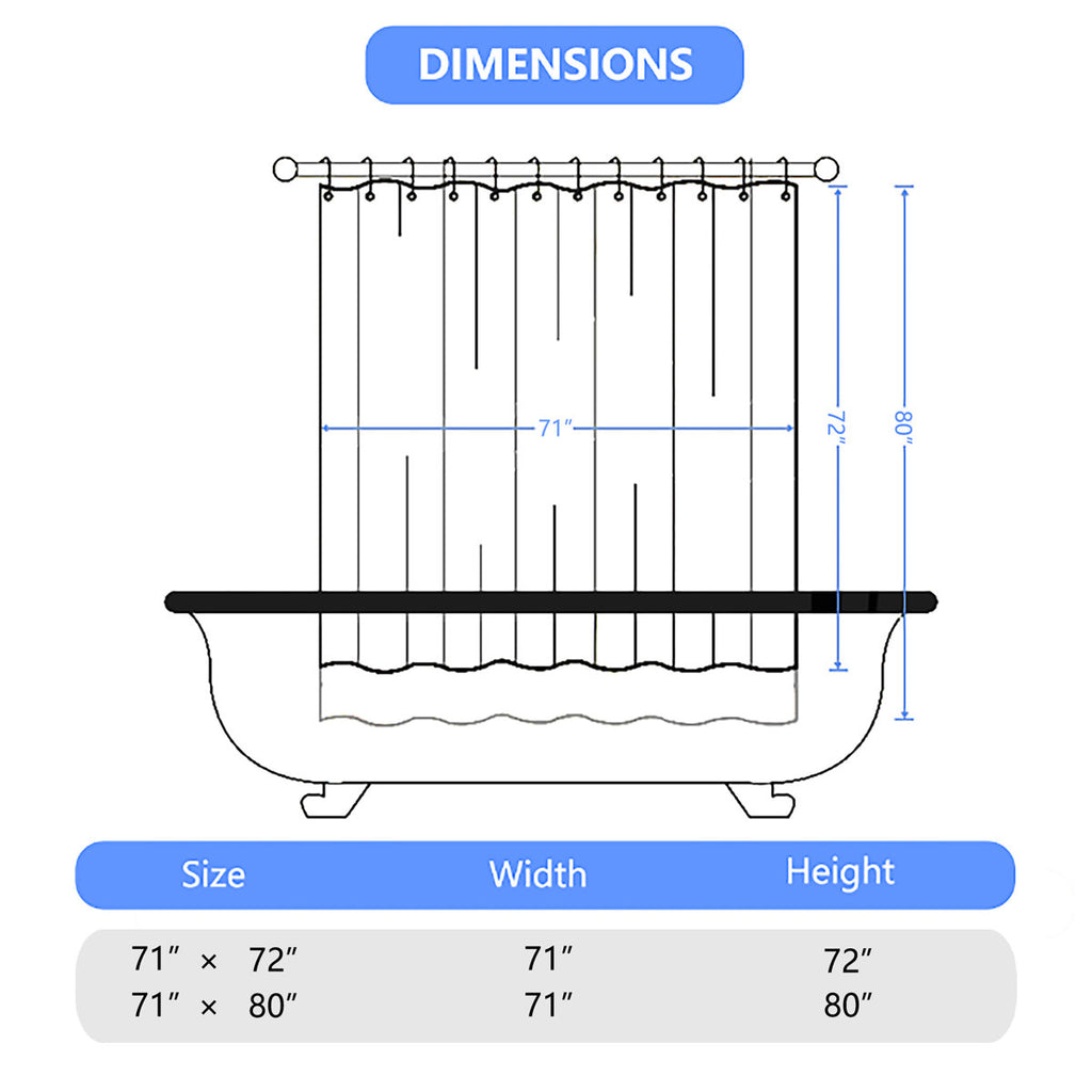 Waffle Weave Shower Curtain for Bathroom, 120 GSM Weighted Polyester Bath Curtain (71" W × 71" H)
