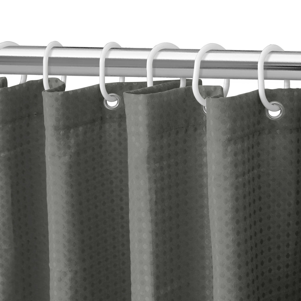 Waffle Weave Shower Curtain for Bathroom, 120 GSM Weighted Polyester Bath Curtain (71" W × 71" H)