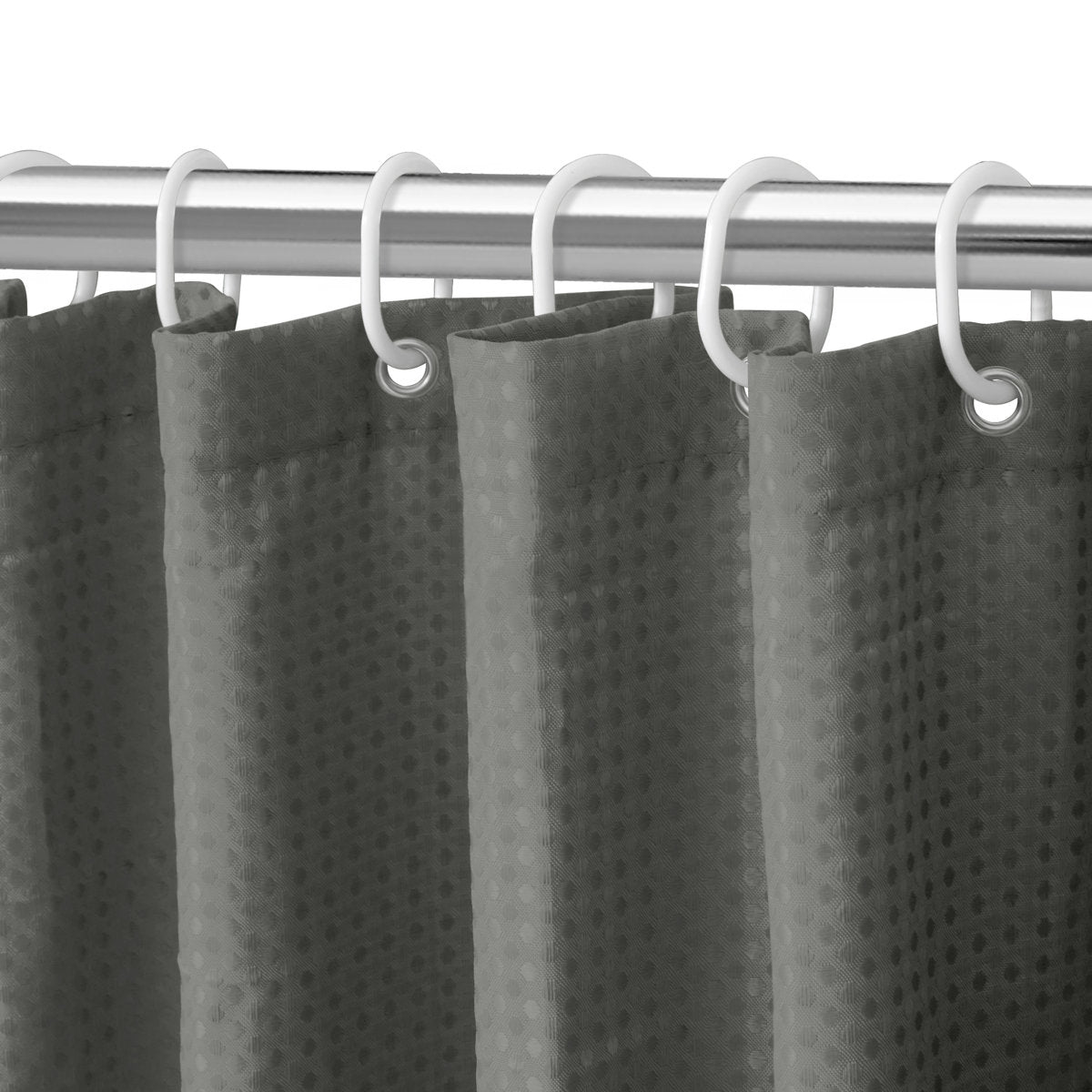 Waffle Weave Shower Curtain for Bathroom, 120 GSM Weighted Polyester Bath Curtain (71" W × 71" H)