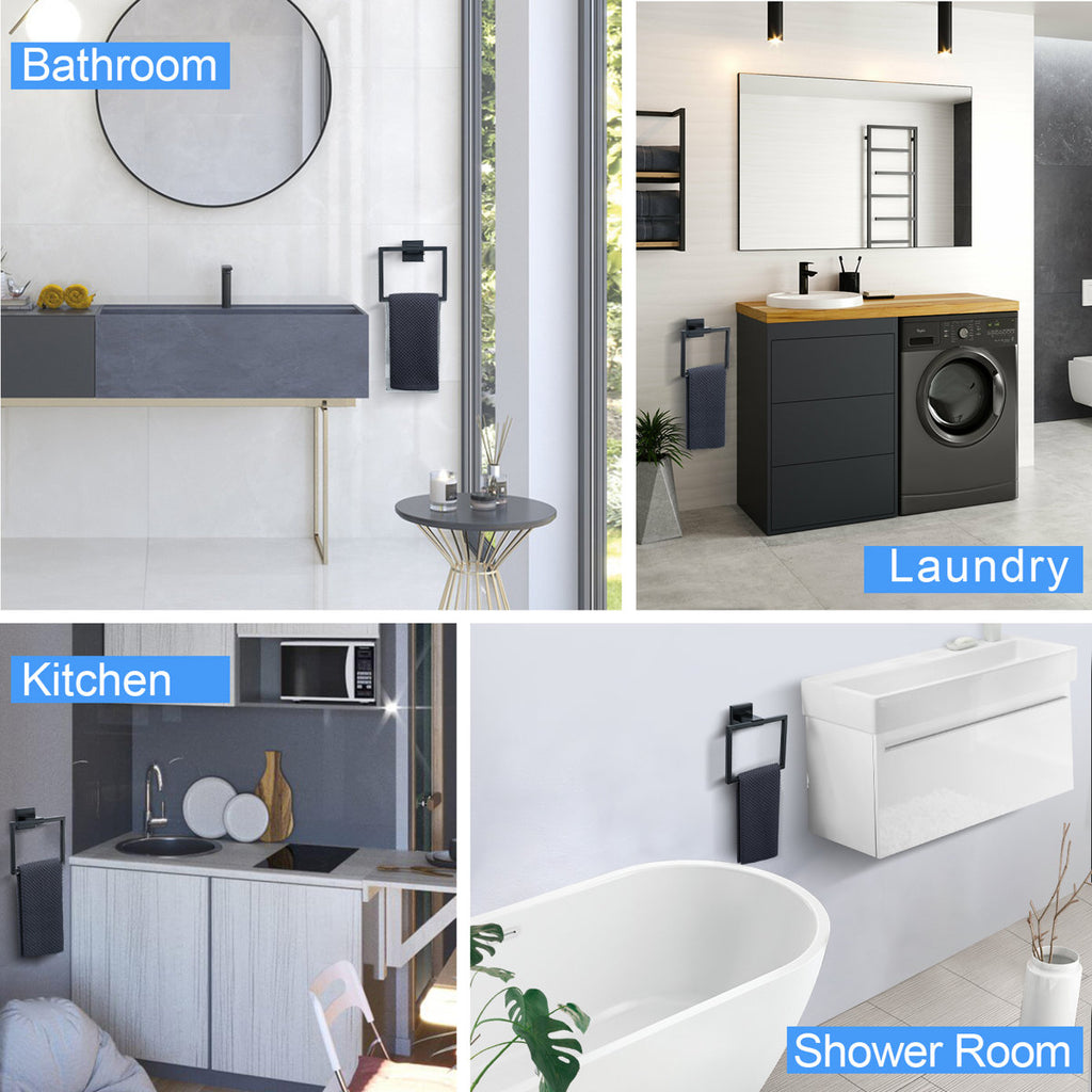 Wall Mounted Modern Towel Ring Q703-BK
