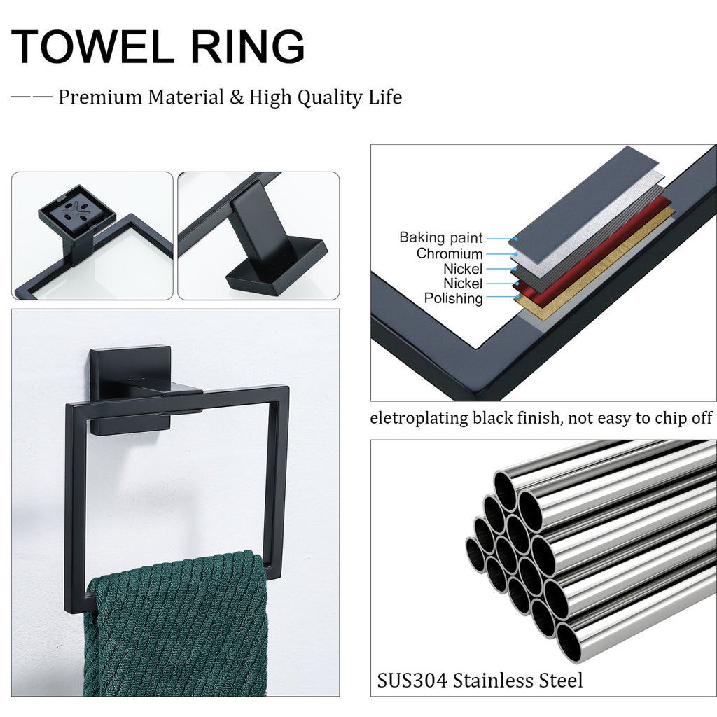 Wall Mounted Modern Towel Ring Q703-BK