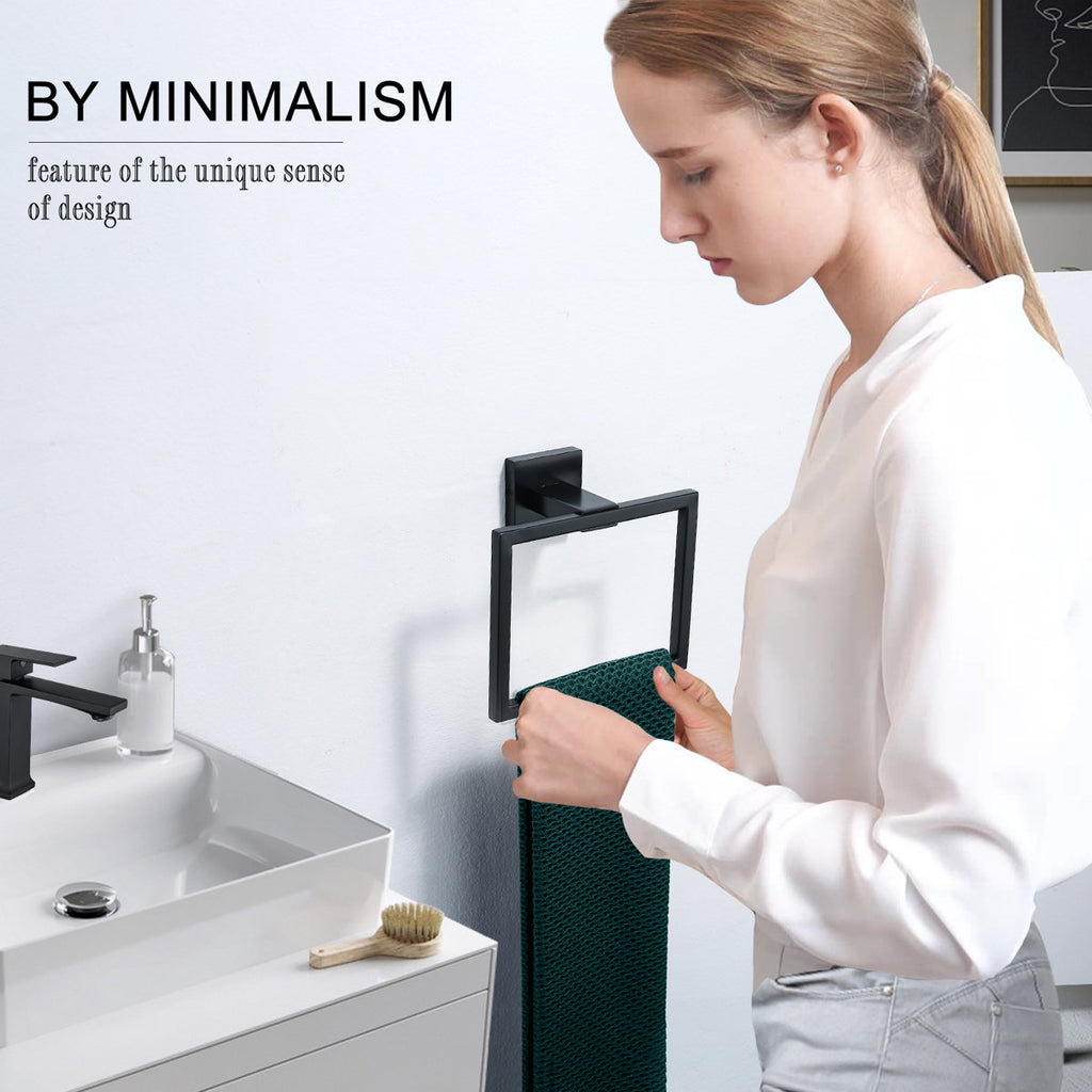 Wall Mounted Modern Towel Ring Q703-BK