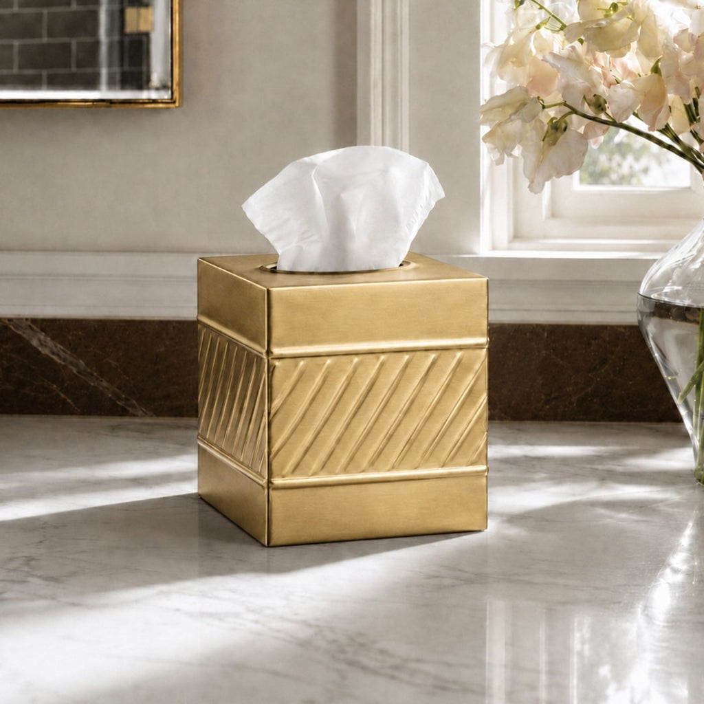 Wave Embossed Metal Tissue Box Cover
