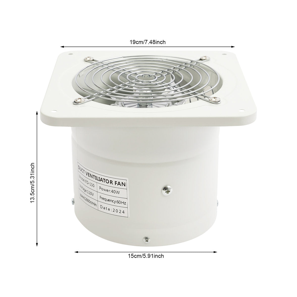 White 6 Inch Exhaust Fan WLS923