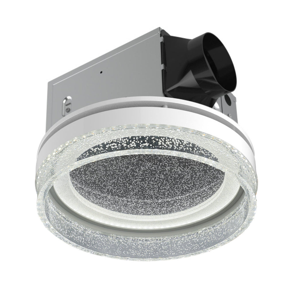 Akicon 110CFM 1.5 Sones Bathroom Exhaust Fan with Light, 1000lm Dimmable 4 - Color Acrylic Starry Sky Light & 2700K Nightlight Ventilation Fan for Home, Round, White AK15110N5-W