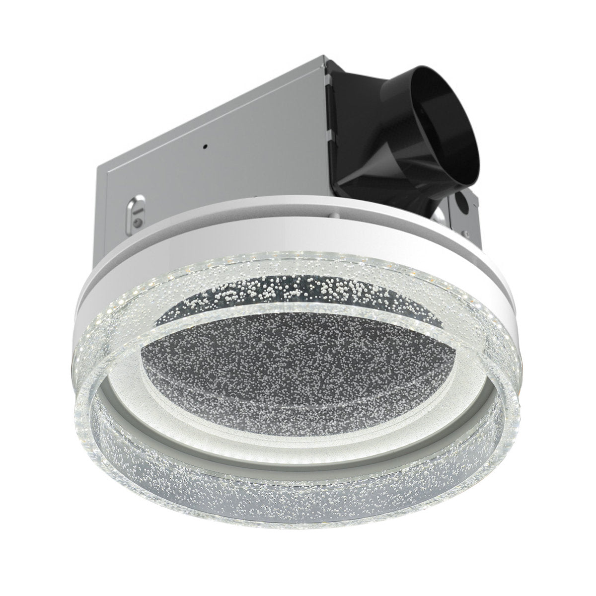 Akicon 110CFM 1.5 Sones Bathroom Exhaust Fan with Light, 1000lm Dimmable 4 - Color Acrylic Starry Sky Light & 2700K Nightlight Ventilation Fan for Home, Round, White AK15110N5-W