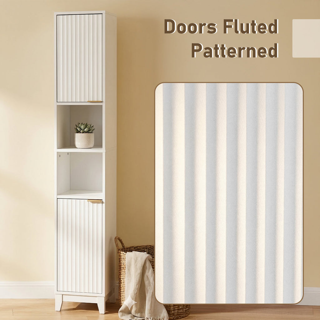 White Bathroom Cabinet With 2 Doors And 2 Shelves