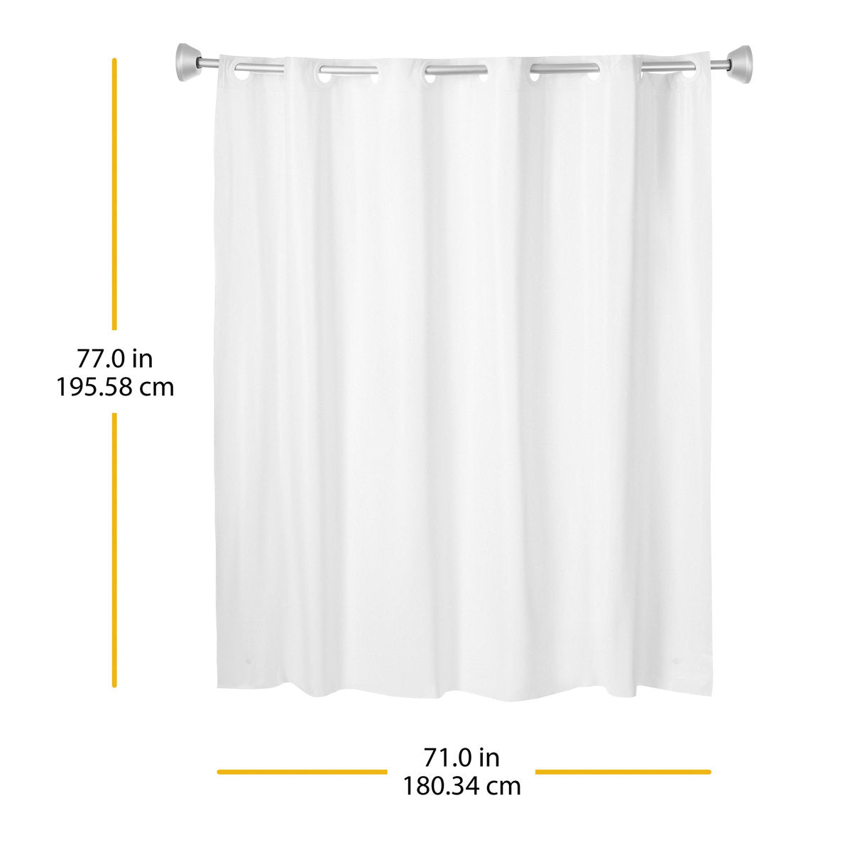 Whitmor No Hook Split Ring Plainweave Long Shower Curtain with Window, No Snap Liner