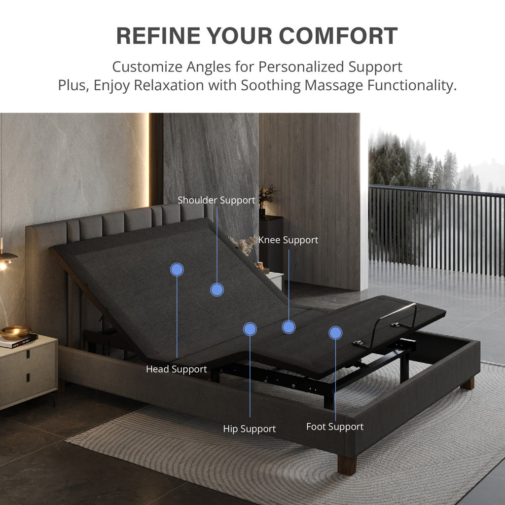 Zero Gravity Adjustable Bed Frame with Massage, USB, Underbed Light