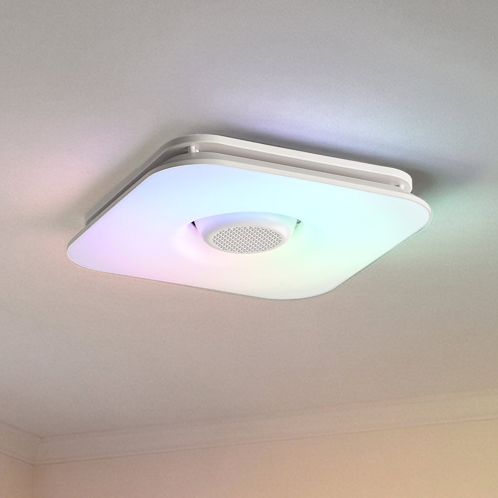 Akicon 110CFM 1.5 Sones Bathroom Exhaust Fan with Light, 1000lm Dimmable 4 - Color Acrylic Starry Sky Light & 2700K Nightlight Ventilation Fan for Home, Round, White AK15110N5-W