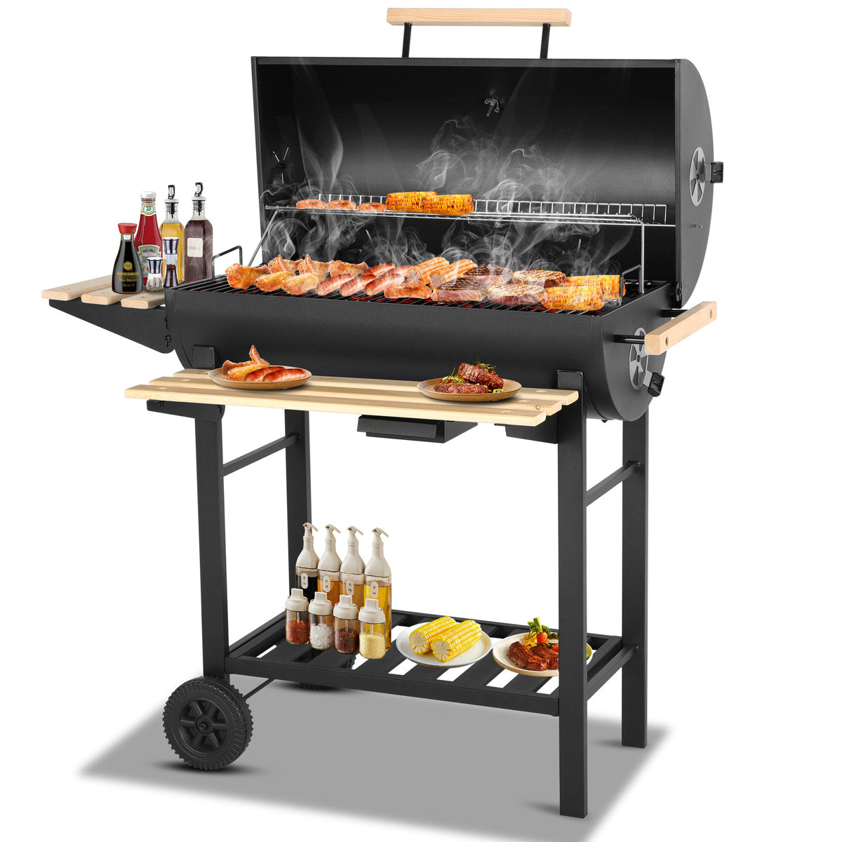 iyofe 30" Commercial-Grade Charcoal Grill with Adjustable Vents, Foldable Tray & Detachable Ash Pan ¨C Stainless Steel Build for Even Heat & Easy Cleaning