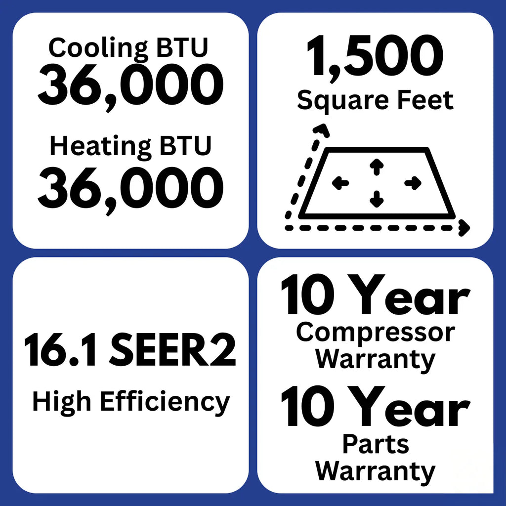 MRCOOL VersaPro 36,000 BTU 3 Ton 16.1 SEER2 Central Ducted Heat Pump System - 2nd Gen