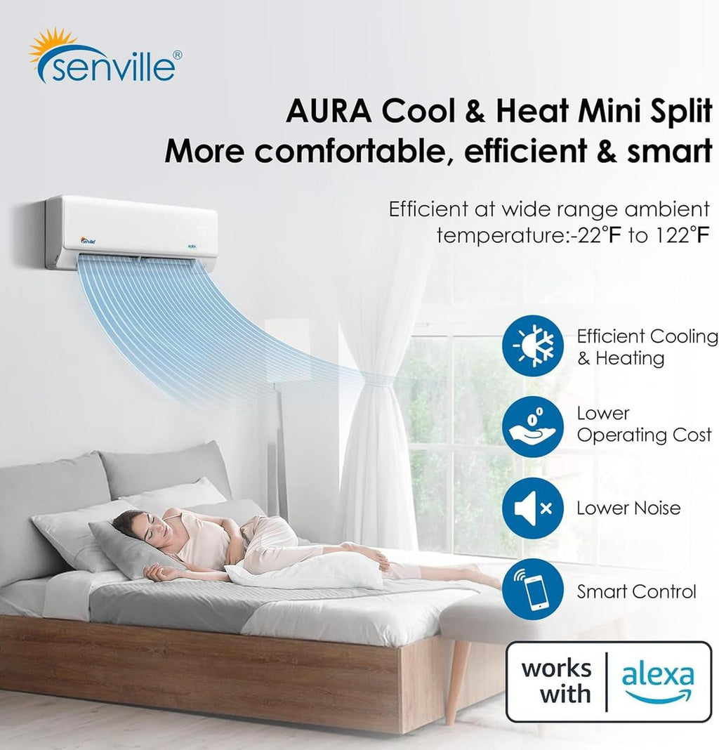 Senville AURA 36,000 BTU (18K + 18K) 23 SEER2 Dual Zone Mini Split Air Conditioner - 230V
